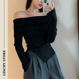 Áo Kiểu Trễ Vai Dài Tay GISCHY HÀNG LOẠI 1 Áo Thun Xẻ Tà Vải Gân Hở Vai Siêu Quyến Rũ Nữ Tính-A21