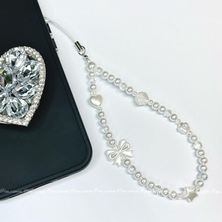 Dây Treo Điện Thoại PEARL POP - Móc Khoá Tiểu Thư - Dây Treo Máy Ảnh Màu Trắng Handmade byCAREM