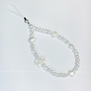 Dây Treo Điện Thoại PEARL POP - Móc Khoá Tiểu Thư - Dây Treo Máy Ảnh Màu Trắng Handmade byCAREM