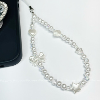 Dây Treo Điện Thoại PEARL POP - Móc Khoá Tiểu Thư - Dây Treo Máy Ảnh Màu Trắng Handmade byCAREM