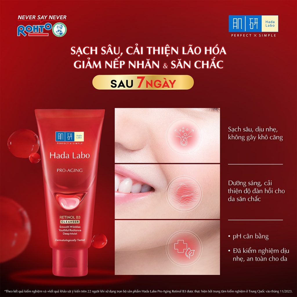 Ảnh Combo 2 Sữa rửa mặt cải thiện dấu hiệu lão hóa dạng kem Hada Labo Pro-Aging Retinol B3 Cleanser 80g 3
