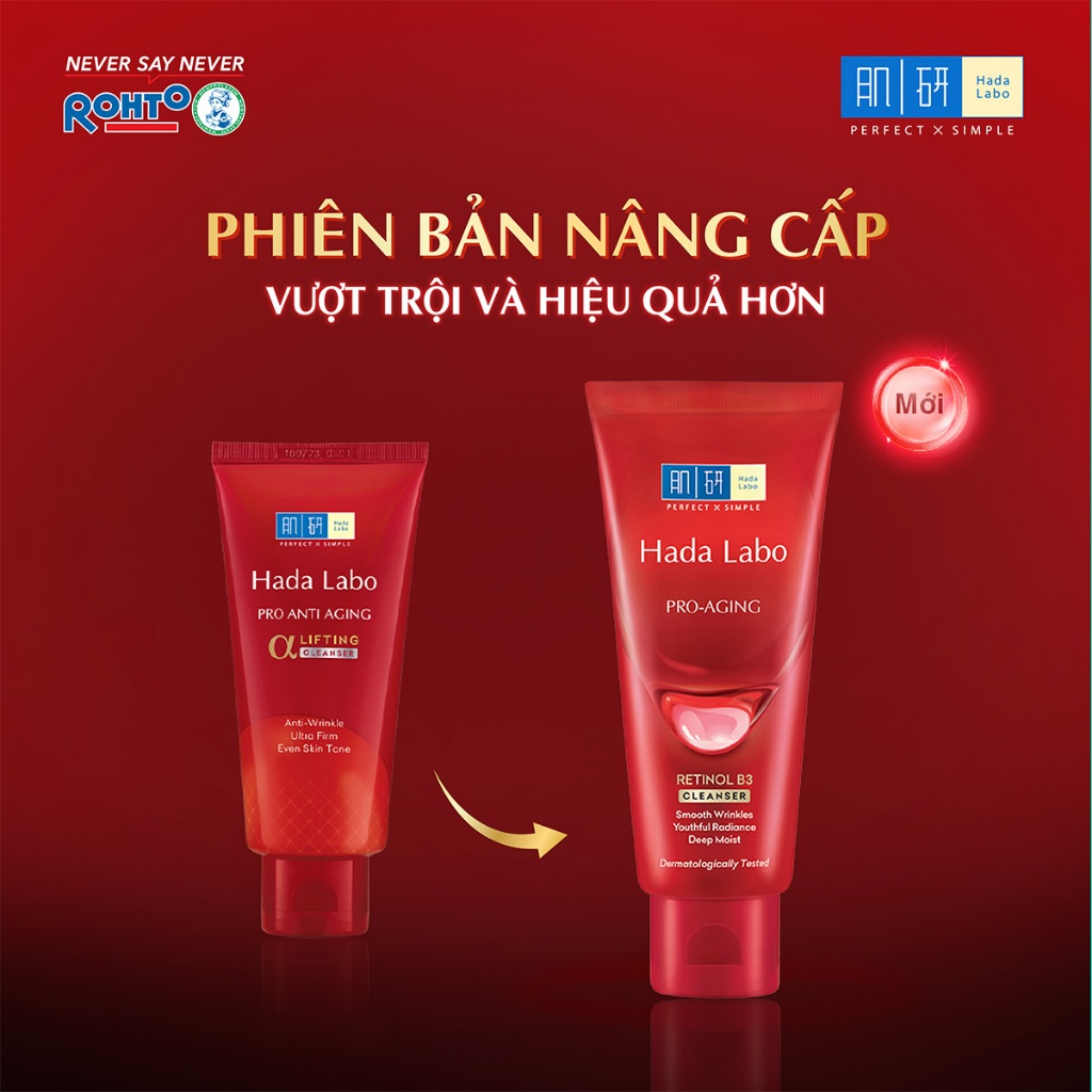 Ảnh Combo 2 Sữa rửa mặt cải thiện dấu hiệu lão hóa dạng kem Hada Labo Pro-Aging Retinol B3 Cleanser 80g 4