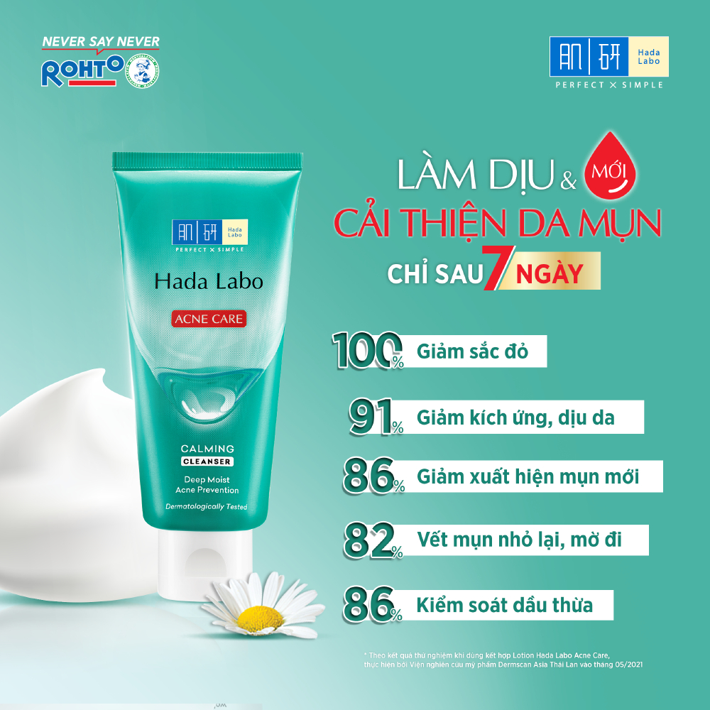 Ảnh Combo 2 Sữa rửa mặt Hada Labo cho da dầu mụn, da nhạy cảm Hada Labo Acne Care Calming Cleanser 80g 3