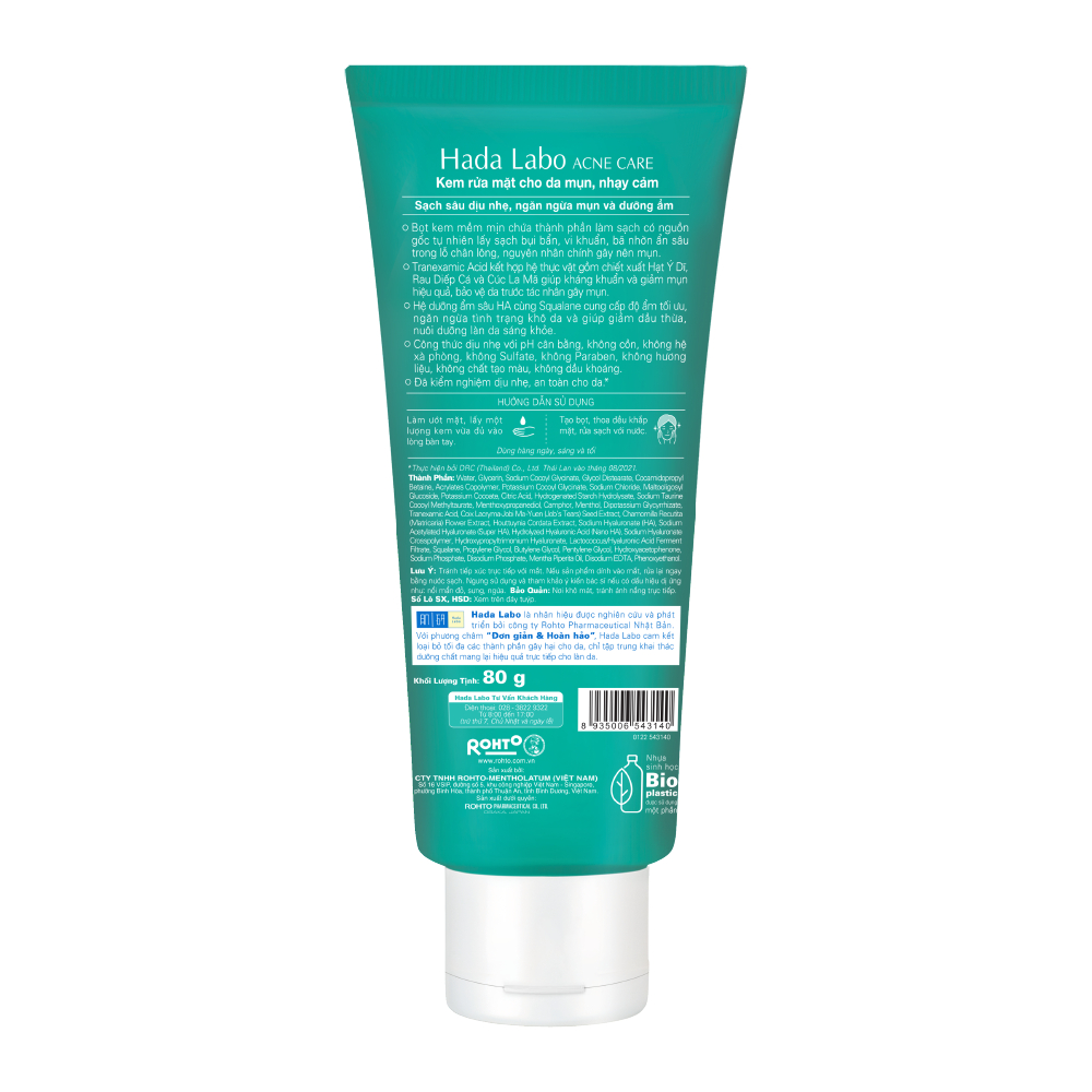 Ảnh Combo 2 Sữa rửa mặt Hada Labo cho da dầu mụn, da nhạy cảm Hada Labo Acne Care Calming Cleanser 80g 4
