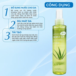 Xịt Khoáng Nha Đam Aspasia Moist Up Face Mist Aloe Trắng Sáng Dịu Da 150ml Duduhouse