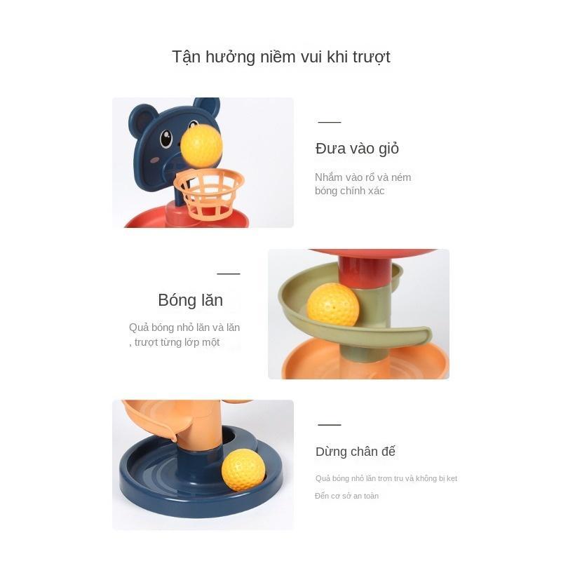 Thả bóng xoay tròn tháp bóng lăn cầu trượt bóng kèm đồ chơi bóng rổ cho bé - 5 tầng, 7 tầng, 9 tầng