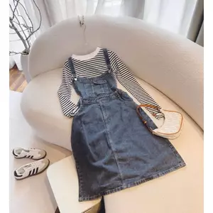Set yếm jean + áo sọc đen tay dài 🔥𝐇𝐨𝐚̉ 𝐓𝐨̂́𝐜🔥 𝐌𝐄𝐎𝐈𝐍𝐃𝐀𝐇𝐎𝐔𝐒𝐄