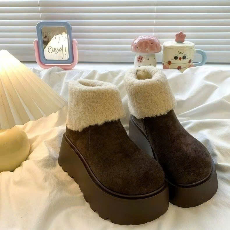 Giày Boost Lông Nữ Đế Độn Ấm Chân Phong Cách Thời Trang Mùa Đông B008 - ntshoes