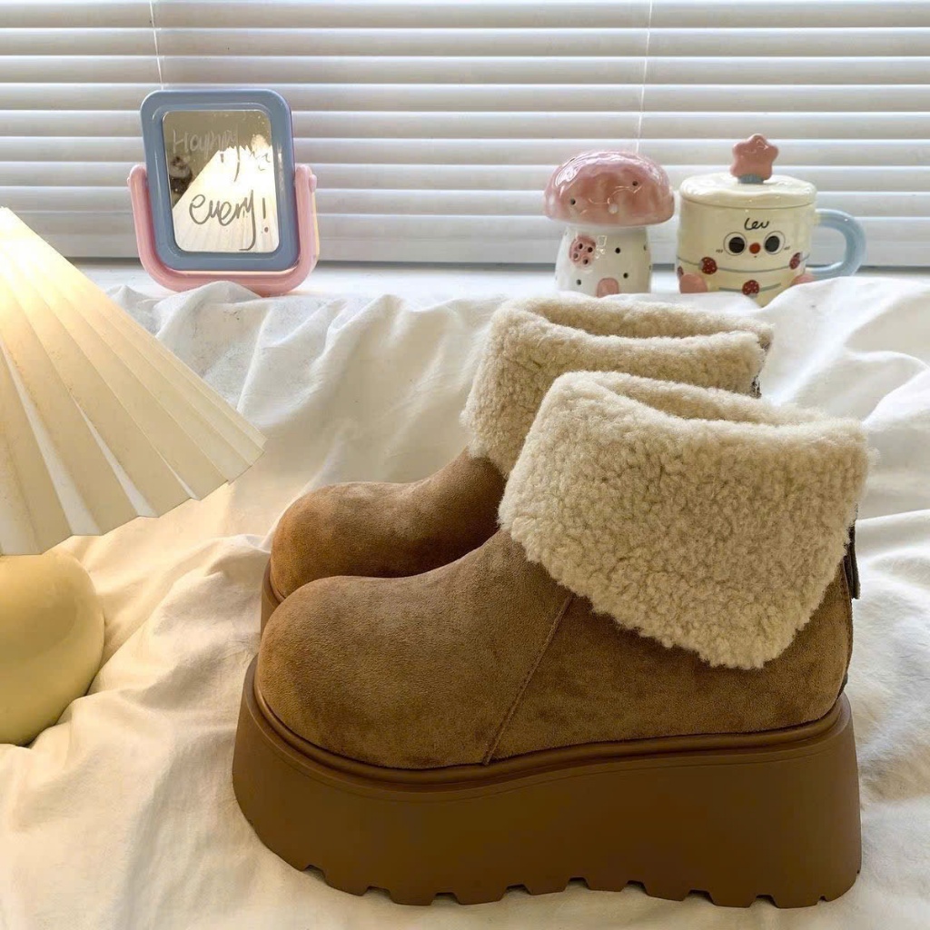 Giày Boost Lông Nữ Đế Độn Ấm Chân Phong Cách Thời Trang Mùa Đông B008 - ntshoes