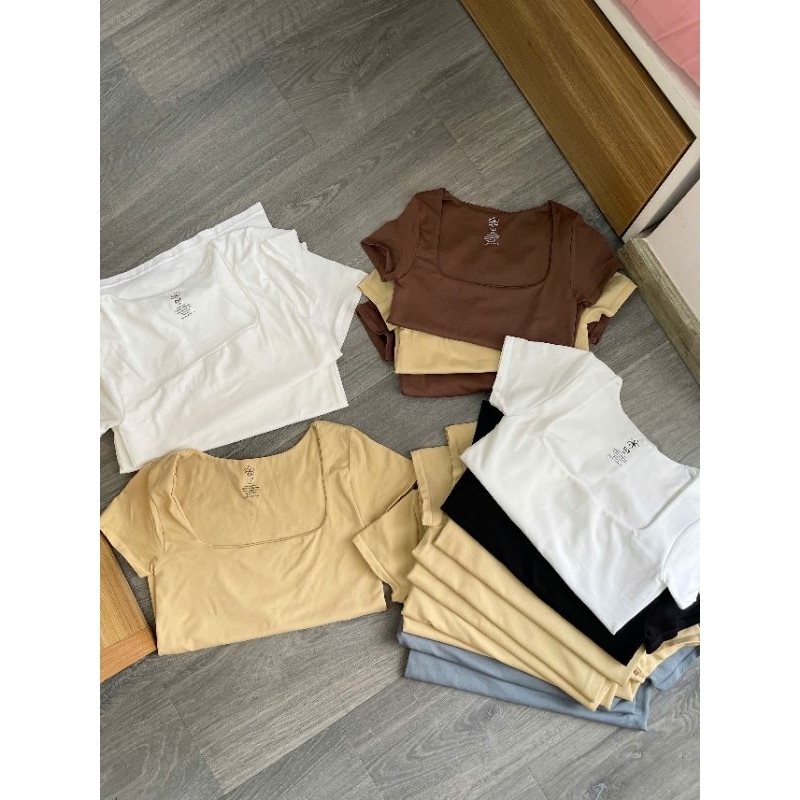 (BomoHouse) Áo cổ vuông seamless ko đường chỉ - dư xịn