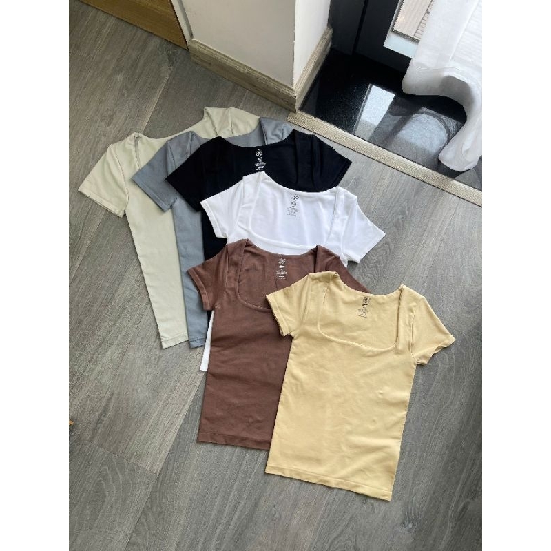 (BomoHouse) Áo cổ vuông seamless ko đường chỉ - dư xịn