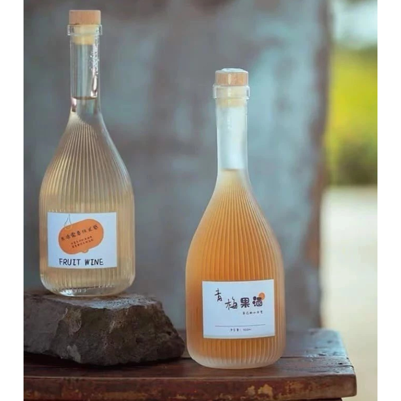 [CÓ TEM]Chai thủy tinh bầu sọc dung tích 500ml