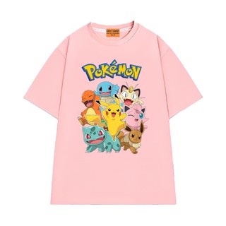 Áo Thun NGỐ TEE Anime Pokemon Áo Thun Unisex Pikachu Và Những Người Bạn Vải Cotton Cao Cấp Form Rộng