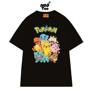 Áo Thun NGỐ TEE Anime Pokemon Áo Thun Unisex Pikachu Và Những Người Bạn Vải Cotton Cao Cấp Form Rộng