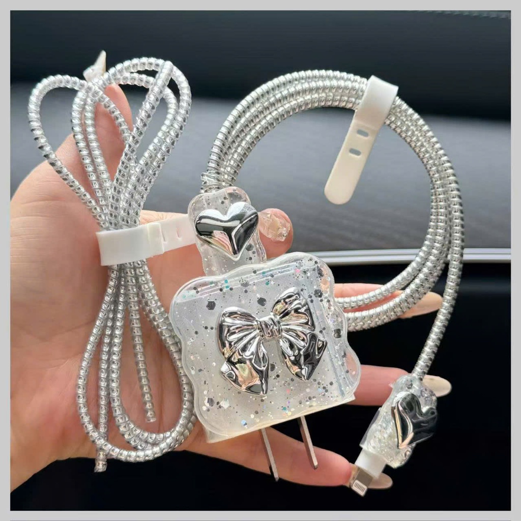 Bộ phụ kiện bảo vệ củ sạc và cáp sạc cho iphone PD18/20W bằng silicon cao cấp