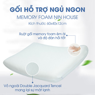 [MEMORY FOAM] Ruột gối cao su non hỗ trợ ngủ ngon NIN House 60x40x12cm cho người lớn, người già