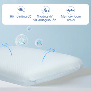 [MEMORY FOAM] Ruột gối cao su non hỗ trợ ngủ ngon NIN House 60x40x12cm cho người lớn, người già