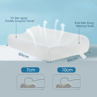 Gối cao su non cho người lớn NIN House giảm đau cổ vai gáy và giảm ngáy dạng lượn sóng memory foam nhiều kích thước