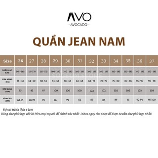 Quần Jean Bò nam skinny màu xanh đen wash AVOCADO co giãn 4 chiều slimfit chất vải bò CAO CẤP BIGSIZE