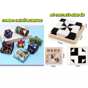 Combo Đồ chơi 7 món gồm 6 khối Rubik biến thể và Đồ chơi xếp hình ấn đen trăng - Đồ chơi thông minh cho bé