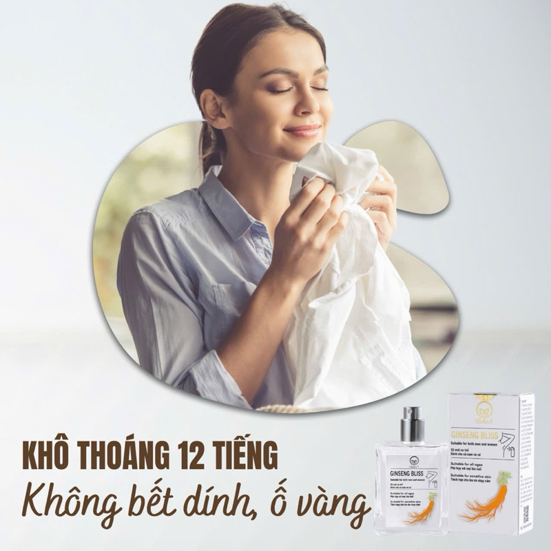 Xịt khử mùi Gingseng bliss khô thoáng 12 tiếng khô 2 giây