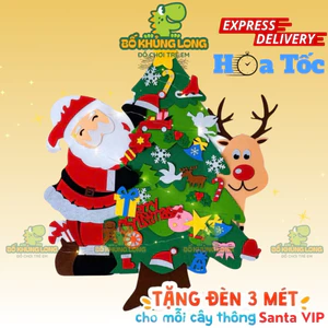 Cây Thông Noel Full Phụ Kiện 36 Chi Tiết Vải Nỉ Treo Tường Trang Trí Giáng Sinh BỐ KHỦNG LONG