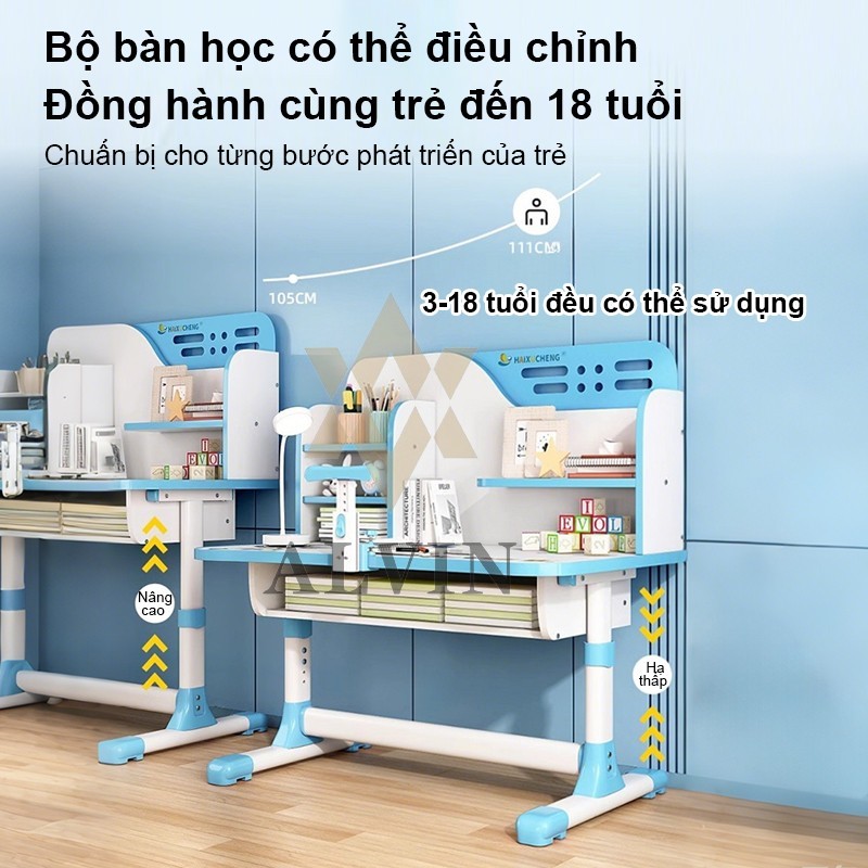 bàn học cho bé có thể nâng lên Trẻ Em Bàn Học Màu Xanh Hồng Có Ngăn Kéo Bàn Ghế da | BigBuy360 - bigbuy360.vn