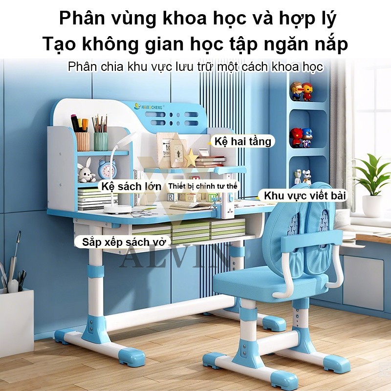 bàn học cho bé có thể nâng lên Trẻ Em Bàn Học Màu Xanh Hồng Có Ngăn Kéo Bàn Ghế da | BigBuy360 - bigbuy360.vn