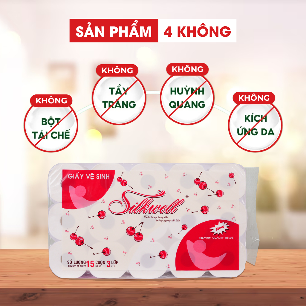 Ảnh Combo 3 dây giấy vệ sinh Cherry 15 cuộn 3 lớp mềm mịn siêu dai chính hãng 2