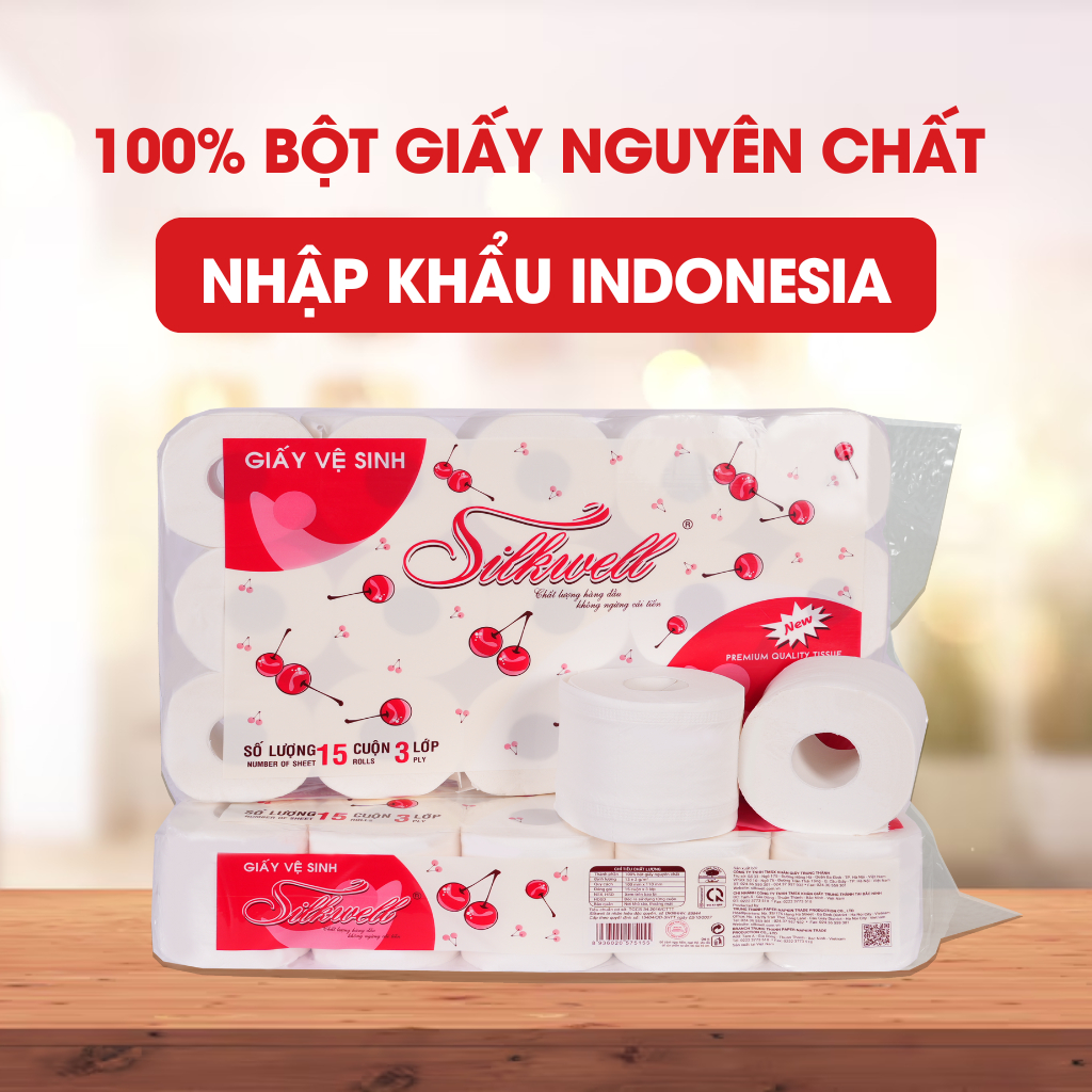 Ảnh Combo 3 dây giấy vệ sinh Cherry 15 cuộn 3 lớp mềm mịn siêu dai chính hãng 1