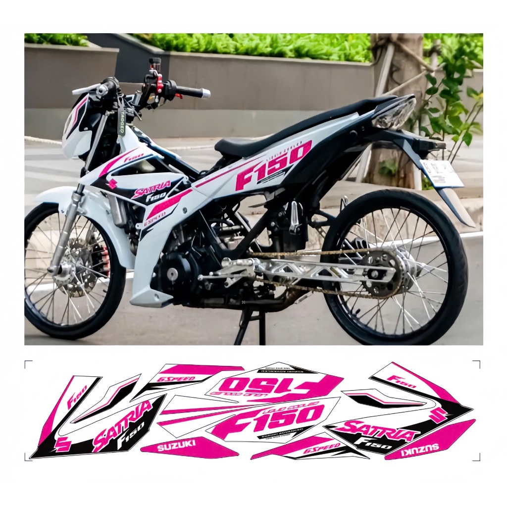 tem rời satria f150 mẫu xe trắng chất liệu in 3 lớp chống nước không phai màu nhãn dán decal.