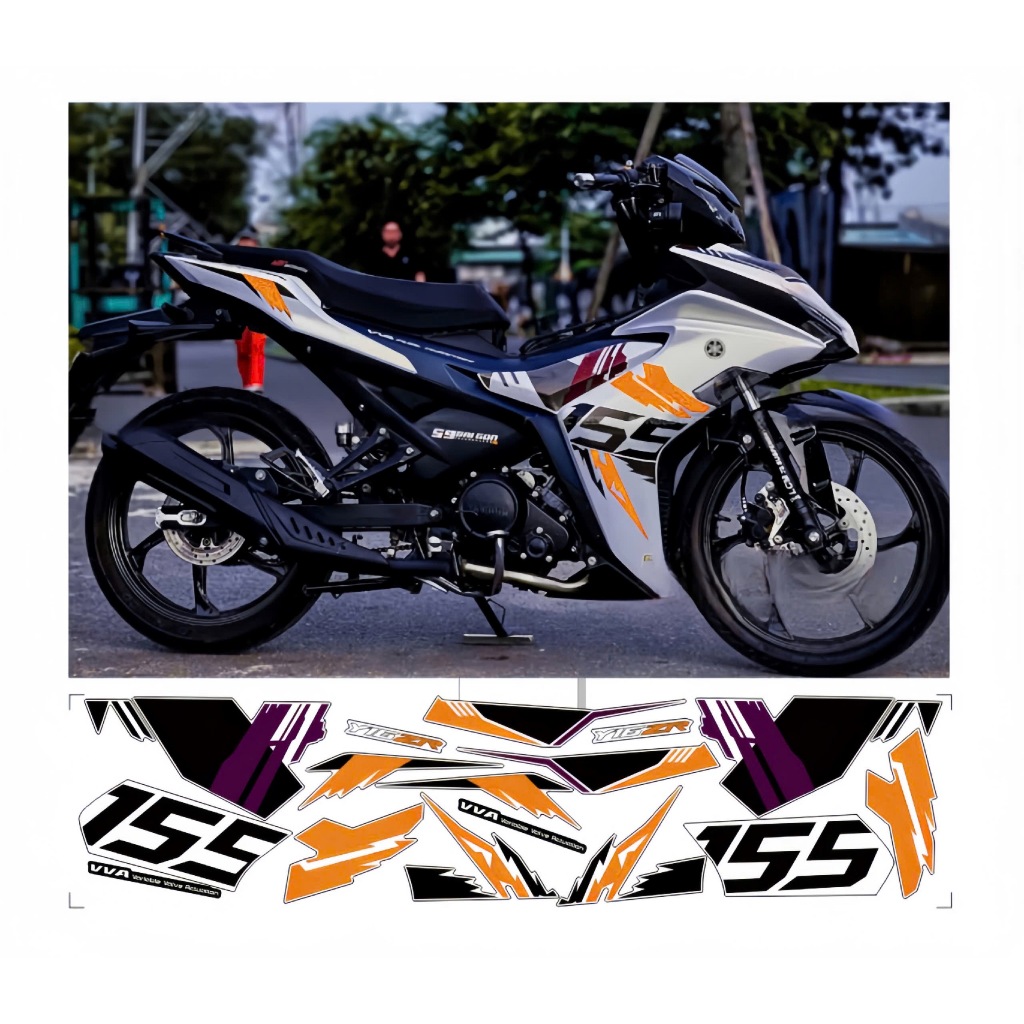 tem rời exciter 155 v2 mẫu 2024 cao cấp chất liệu in 3 lớp chống nước không phai màu nhãn dán decal.
