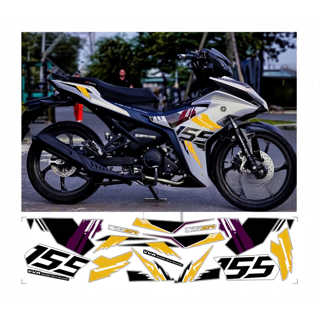 tem rời exciter 155 v2 mẫu 2024 cao cấp chất liệu in 3 lớp chống nước không phai màu nhãn dán decal.