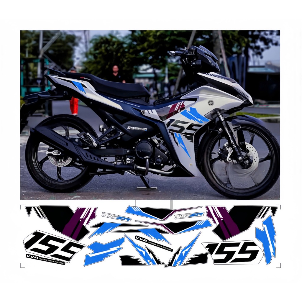 tem rời exciter 155 v2 mẫu 2024 cao cấp chất liệu in 3 lớp chống nước không phai màu nhãn dán decal.