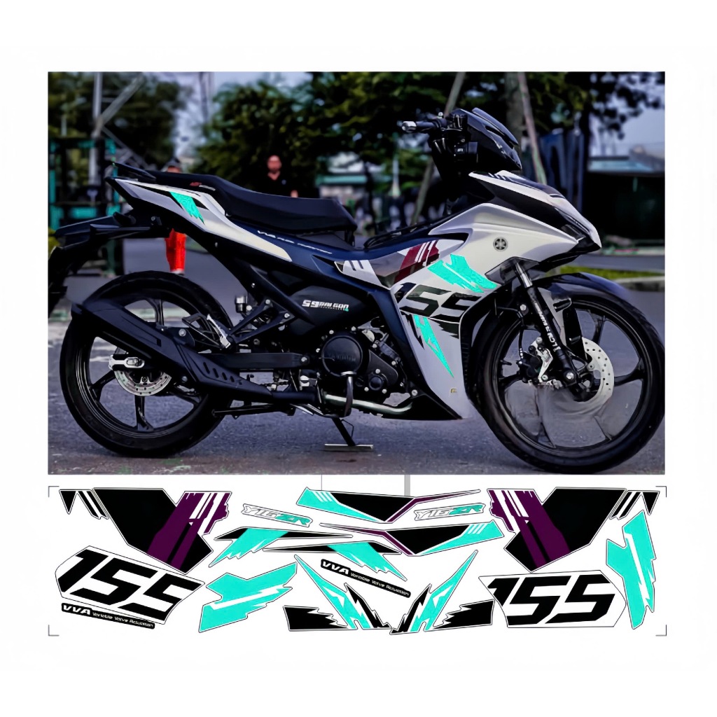 tem rời exciter 155 v2 mẫu 2024 cao cấp chất liệu in 3 lớp chống nước không phai màu nhãn dán decal.