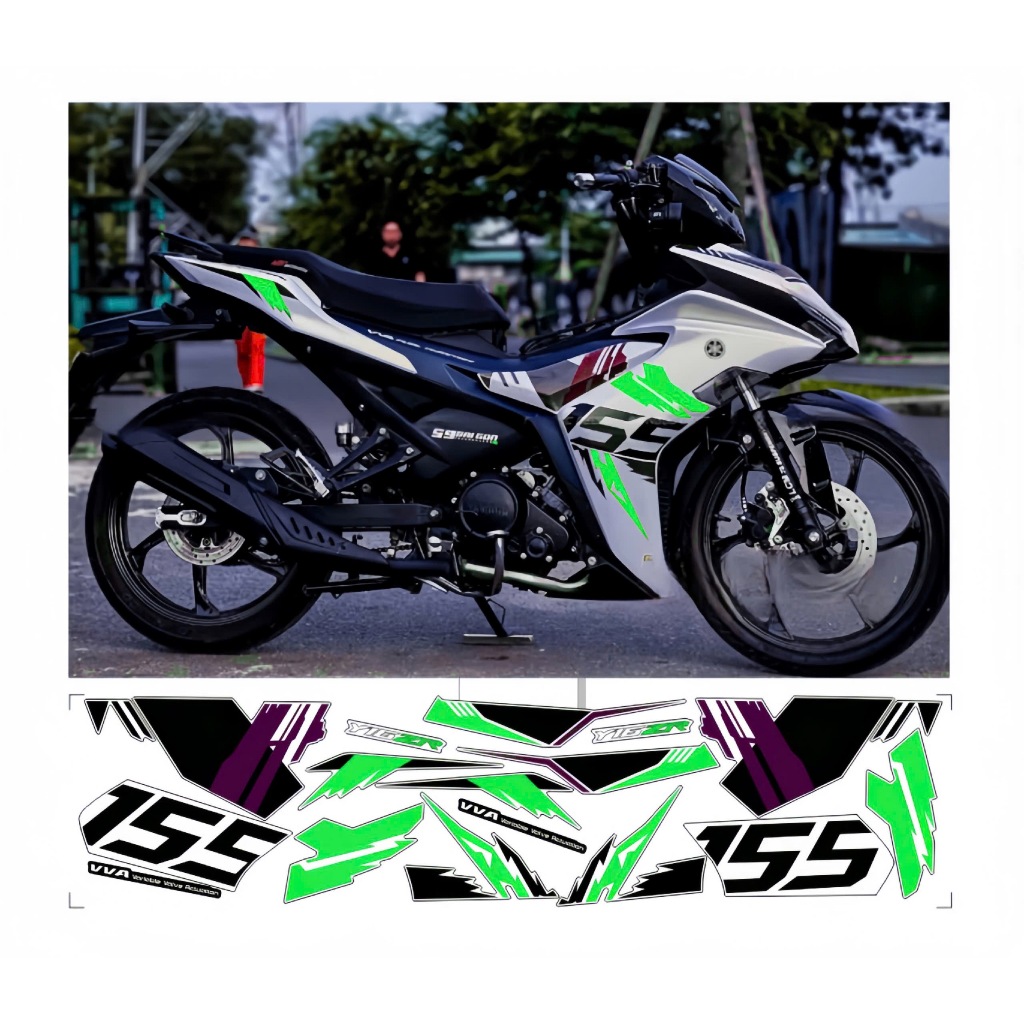 tem rời exciter 155 v2 mẫu 2024 cao cấp chất liệu in 3 lớp chống nước không phai màu nhãn dán decal.