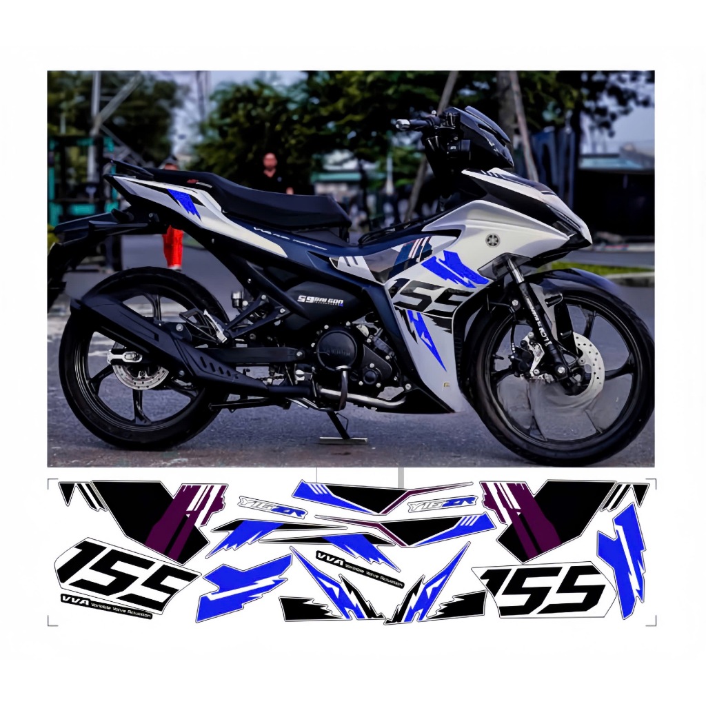 tem rời exciter 155 v2 mẫu 2024 cao cấp chất liệu in 3 lớp chống nước không phai màu nhãn dán decal.