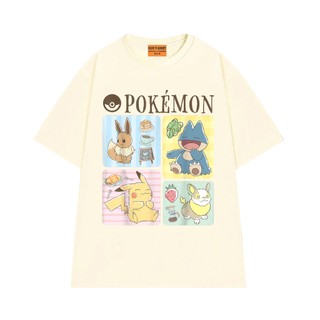 Áo Thun Nam Nữ Cổ Tròn Hoạt Hình Pokemon Pikachu NGỐ TEE, Áo Thun Form Rộng Chất Vải Cotton Mềm Mịn