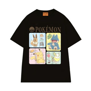 Áo Thun Nam Nữ Cổ Tròn Hoạt Hình Pokemon Pikachu NGỐ TEE, Áo Thun Form Rộng Chất Vải Cotton Mềm Mịn