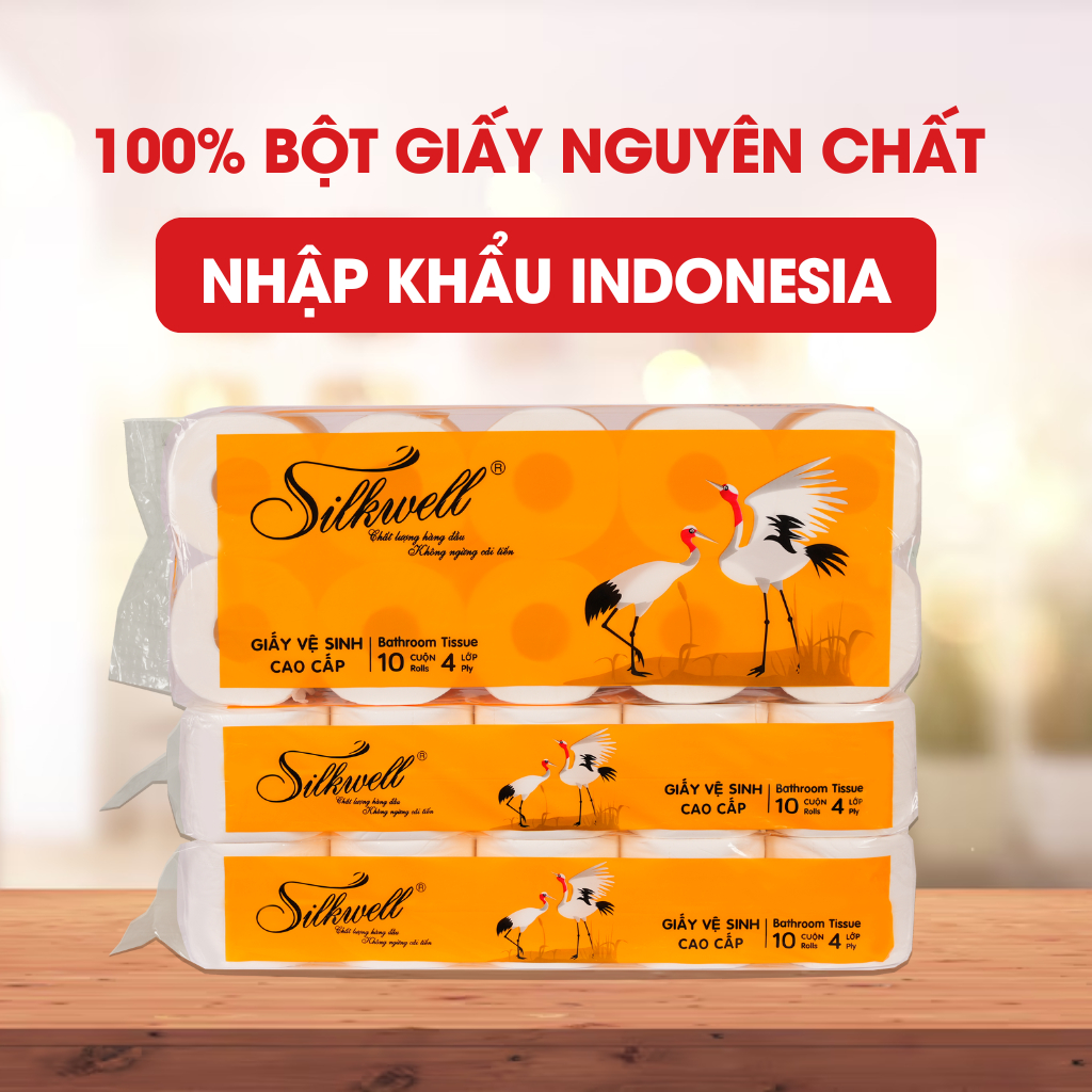 Ảnh Combo 3 dây giấy vệ sinh Sếu 10 cuộn 4 lớp mềm mịn siêu dai chính hãng 1
