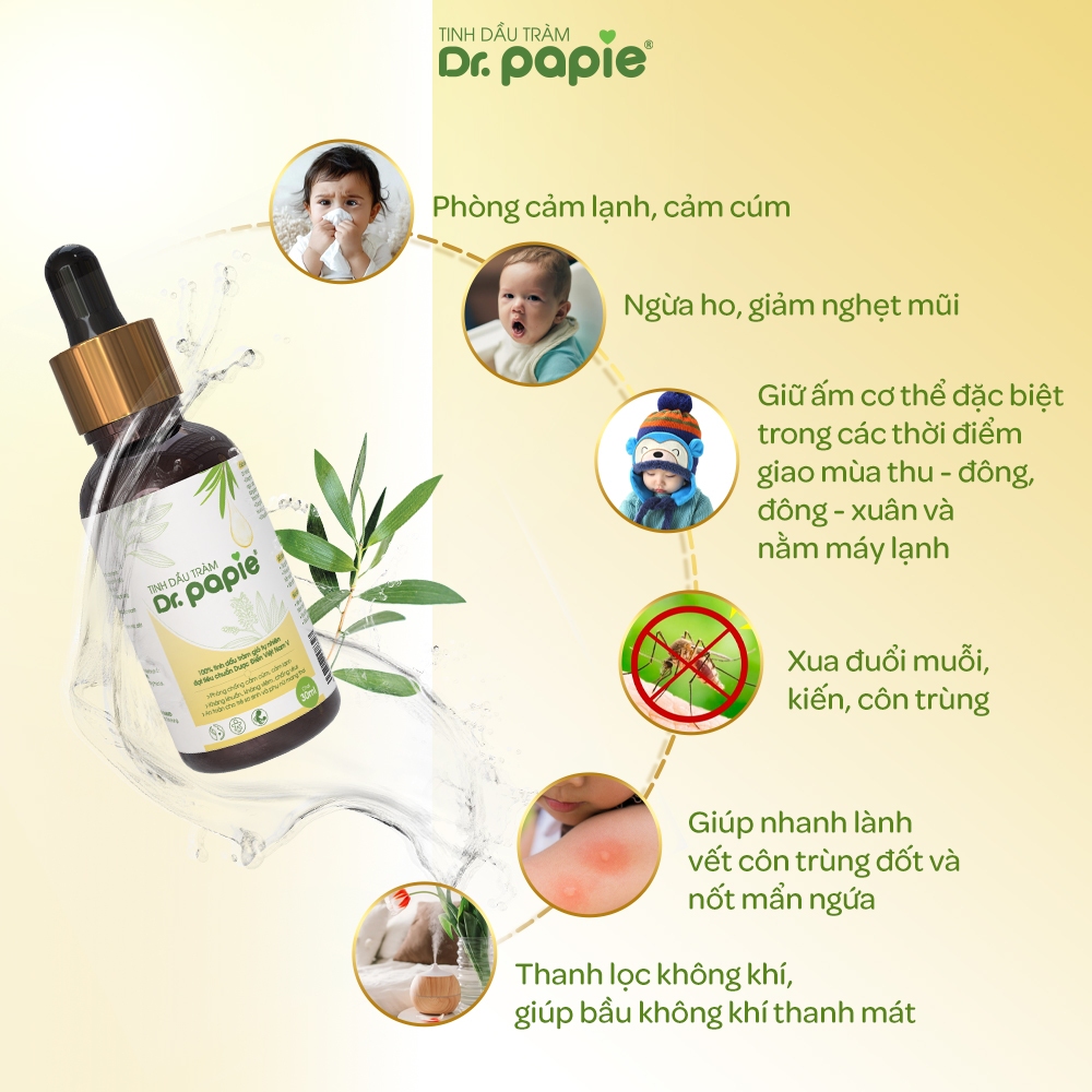 Ảnh Tinh Dầu Tràm Gió 100% Nguyên Chất Dr.Papie Phòng Cảm Cúm, Cảm Lạnh, Giữ Ấm Cơ Thể Cho Bé Từ Sơ Sinh - 30ml 3