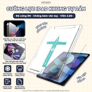 Kính cường lực có khung Tự Dán Premium Glass - Siêu cứng 9H, phủ sapphire chống bám vân tay siêu mượt dành cho i pad