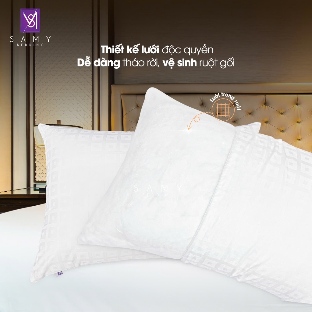 Ảnh Cặp Ruột Gối Nằm Cao Cấp Khách Sạn 5 Sao SAMY BEDDING Luxury Microliquid Ammonia Lông Vũ 3