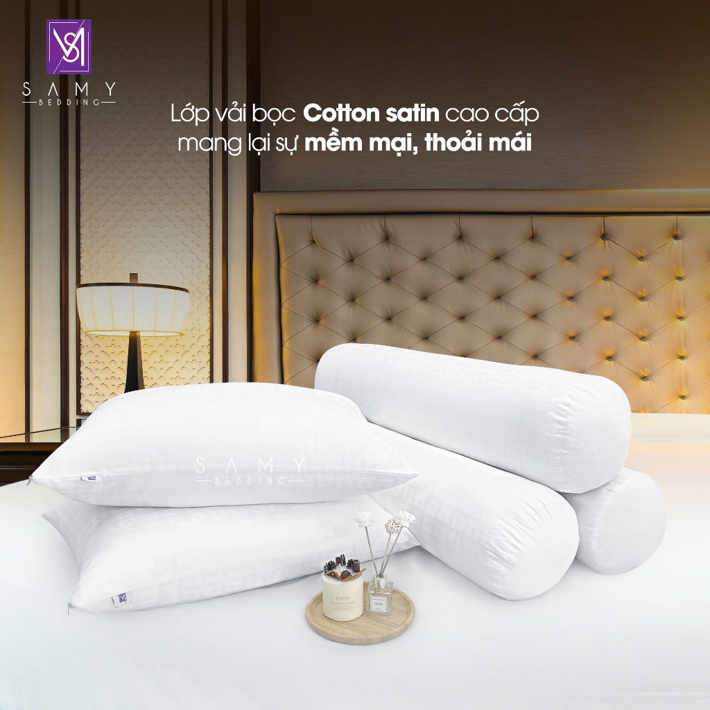Ảnh Cặp Ruột Gối Nằm Cao Cấp Khách Sạn 5 Sao SAMY BEDDING Luxury Microliquid Ammonia Lông Vũ 2