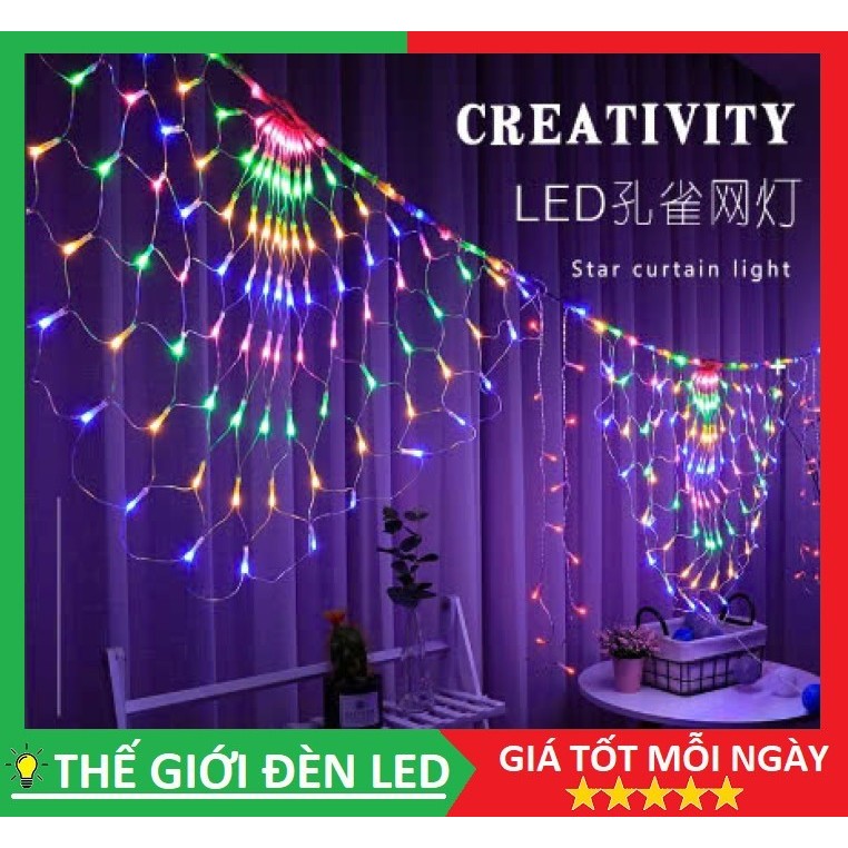 Dây đèn LED rèm lưới đuôi công 220V dài 3M gồm 420 bóng led chớp nháy ...