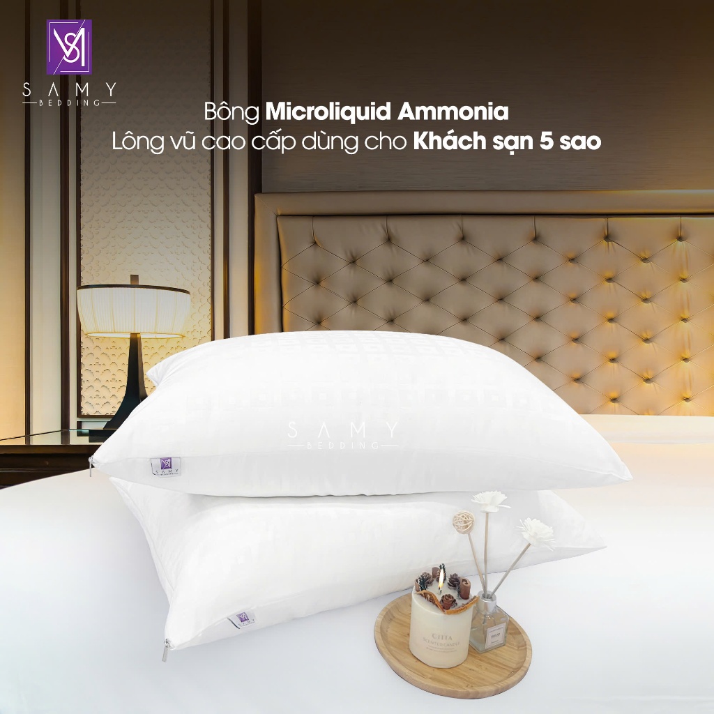 Ảnh Ruột Gối Ôm Cao Cấp SAMY BEDDING Khách Sạn 5 Sao Luxury Microliquid Ammonia Lông Vũ 3