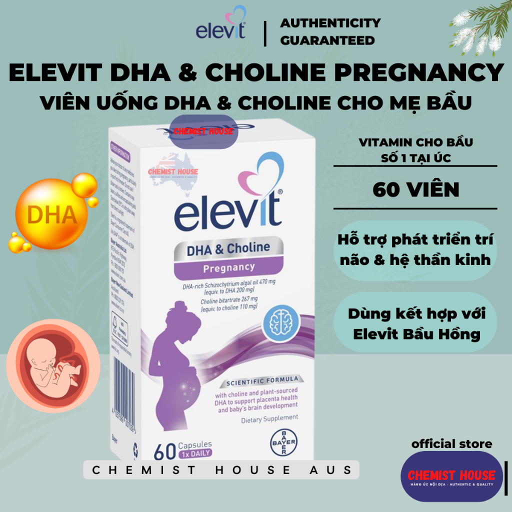 Bầu Elevit Úc (Elevit hồng vitamin tổng hợp bầu + Elevit DHA bầu ...