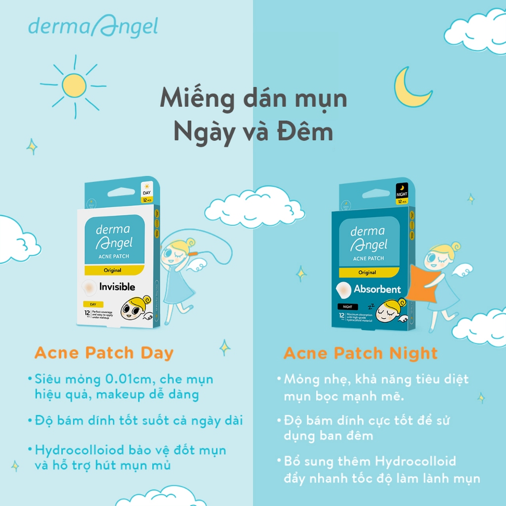 Ảnh Combo 3 Miếng Dán Mụn - Derma Angel Acne Patch Day 12, Night 12, Salicylic Acid Day 12 2