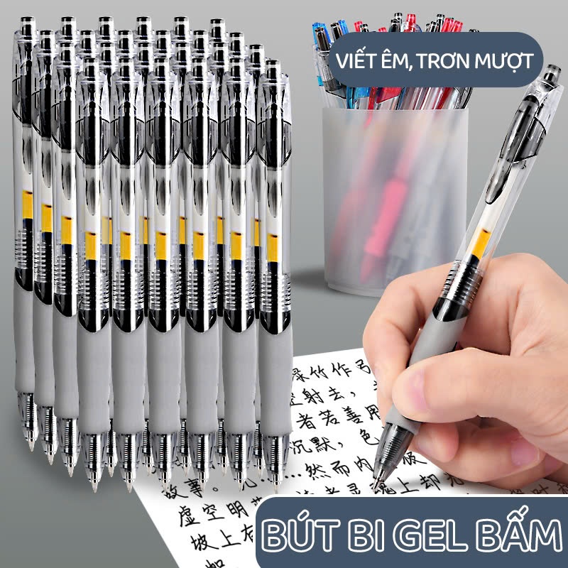 Bút Mực Gel 0,5mm Cổ Điển - Tay Cầm Cao Su Mềm, Thoải Mái Khi Viết Lâu