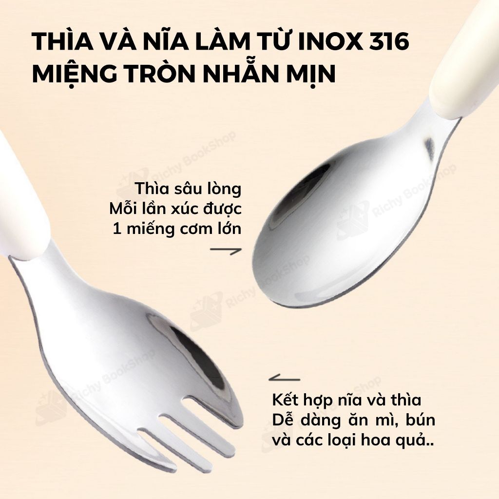 Bộ bát ăn dặm kèm thìa dĩa cho bé Mideer Kids Tableware